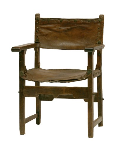 Lot 142 - A Spanish walnut open elbow chair