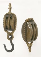 Lot 151 - An antique elm double pulley block