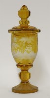 Lot 161 - A Bohemian yellow glass goblet and cover