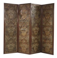 Lot 363 - A Victorian mahogany four-leaf screen