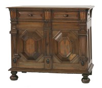 Lot 445 - An oak and inlaid cupboard