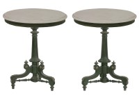 Lot 345 - A pair of Victorian ebonised marble top tables