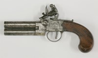 Lot 129 - A 52 bore over-and-under double barrel tap action flintlock pocket pistol