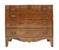 Lot 339 - A George III strung mahogany serpentine-fronted four-drawer chest