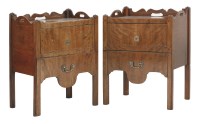 Lot 448 - A matched pair of George III mahogany tray-top pot cupboards