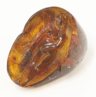 Lot 1141 - A cased carved amber figure