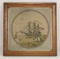 Lot 1192 - A 19th century sailor's woolwork sampler