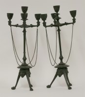 Lot 1178 - A pair of four branch table candelabra