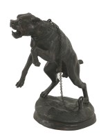 Lot 1140 - A modern bronze of a chained Staffordshire Bull Terrier