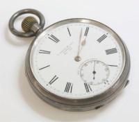 Lot 1053 - A sterling silver open faced pocket watch