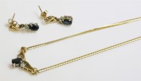 Lot 1037 - A 9ct gold sapphire and diamond 'V' shaped necklace