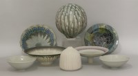 Lot 131 - Studio Pottery:
a pair of celadon ground bowls
