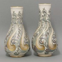 Lot 110 - A close pair of Carrara Doulton vases