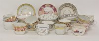 Lot 1070 - Assorted late 18th/early 19th century bute shape tea cups and saucers