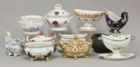 Lot 1088 - Nine assorted early 19th century hand painted sauce tureens and covers