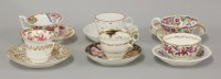 Lot 1099 - Approximately twenty-eight 19th century hand painted or printed English porcelain tea cups and saucers