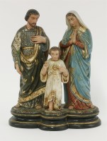 Lot 1151 - A 19th century carved wood and polychrome religious group