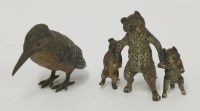 Lot 1182 - A 19th century Vienna cold painted bronze group of a cat with kitten and pup