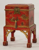 Lot 1417 - An early 20th century chinoiserie lacquered cellaret