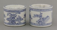 Lot 41 - A rare pair of a blue and white Sander and an Ink Pot