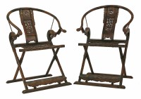 Lot 347 - A pair of Ming-style Folding Chairs