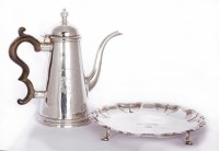 Lot 197 - An extremely rare George II Scottish silver coffee pot and salver en suite