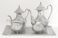 Lot 24 - A Persian silver five piece tea and coffee service