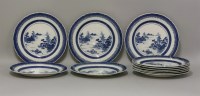 Lot 575 - A set of twelve blue and white plates