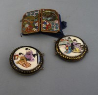 Lot 651 - A two-part cloisonné belt hook