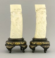 Lot 454 - A pair of ivory Tusk Vases