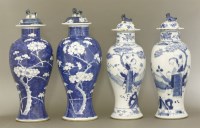 Lot 587 - Four blue and white Vases and Covers