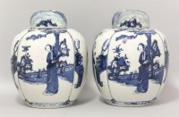 Lot 53 - A pair of large blue and white Jars and Covers
