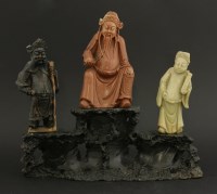 Lot 630 - A group of three soapstone immortals