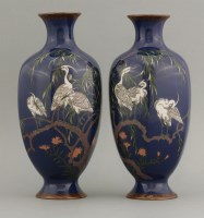 Lot 663 - A pair of cloisonné vases