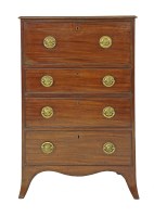 Lot 385 - A George III narrow mahogany secretaire chest