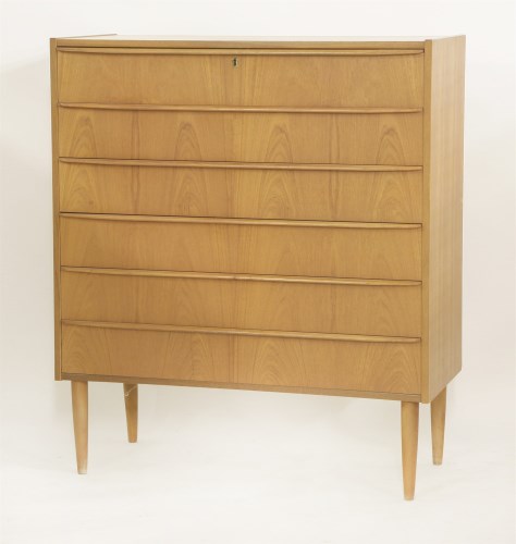 Lot 644 - A Danish teak six-drawer chest