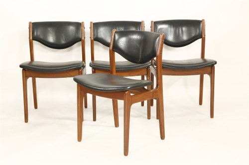 Lot 646 - A set of four Danish teak and leather dining chairs (4)