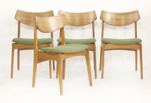 Lot 647 - A set of four Danish teak dining chairs