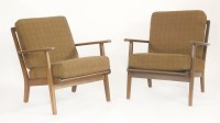 Lot 650 - A pair of mahogany lounge chairs