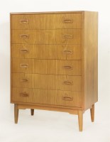 Lot 651 - A Danish teak six-drawer chest