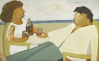 Lot 423 - Melville Hardiment (b.1915)
'FENLAND COUPLE ON THE COSTA BRAVA' (Portrait of Alec and Ruby Johnson)
Inscribed with title verso