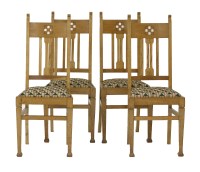 Lot 69 - A set of four Arts & Crafts oak single chairs