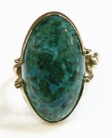Lot 31 - A Continental single stone chrysocolla gold ring