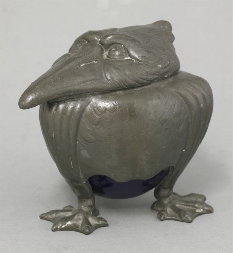 Lot 35 - A pewter 'Grotesque Bird' inkwell