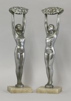 Lot 109 - A pair of Art Deco chromed metal nude female figures