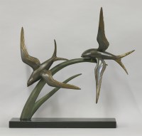 Lot 161 - An Art Deco patinated spelter centrepiece