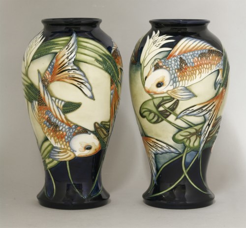 Lot 542 - A pair of Moorcroft 'Quiet Waters' pottery vases