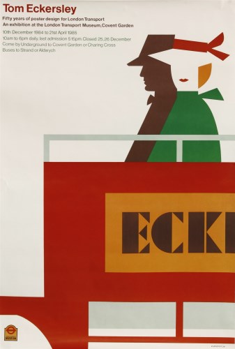 Lot 558 - Tom Eckersley (1914-1987)
FIFTY YEARS OF POSTER DESIGN FOR LONDON TRANSPORT
Poster for an exhibition at the London Transport Museum