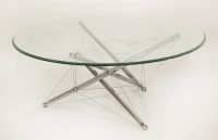 Lot 603 - A chrome and glass coffee table