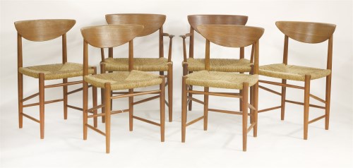 Lot 666 - A set of six teak model 316 dining chairs